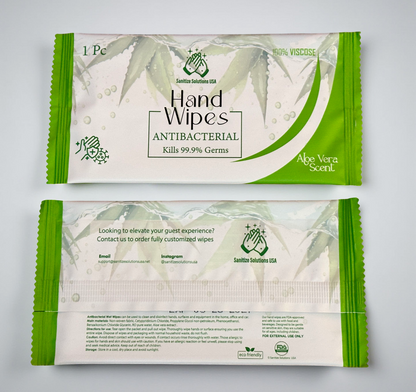 100 Individually Wrapped Hand Wipes, (2 x 50 Packs)